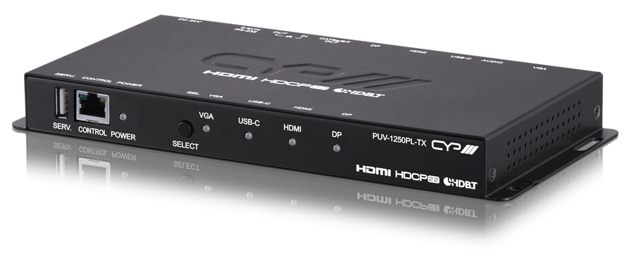 CYP Europe CAT TX (HDBTLITE) DP, HDMI, VGA A, USB-C/ RS232/ PoH 60m PUV-1250PLTX